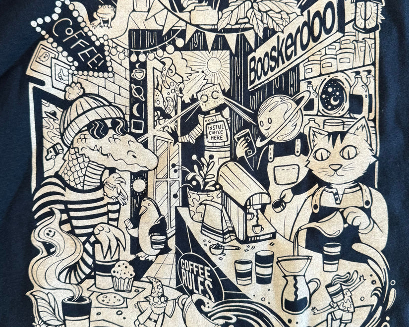Booskerdoo Cafe t-shirt (designed by Noelle LiVolsi)